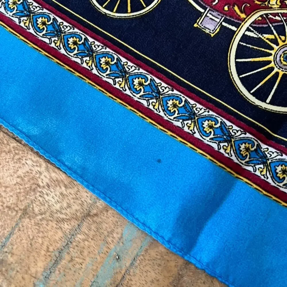 Small Silk Scarf Women's Fashion Carriages Equestrian Neckerchief Square